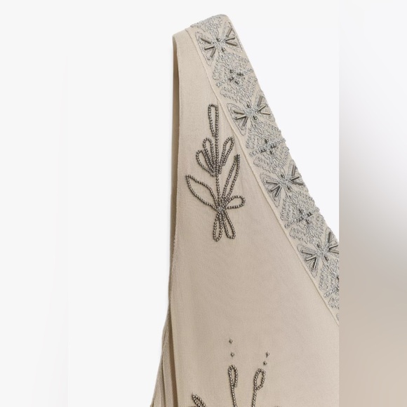 Zara zw collection gray beaded Floral Maxi Dress - Picture 7 of 9